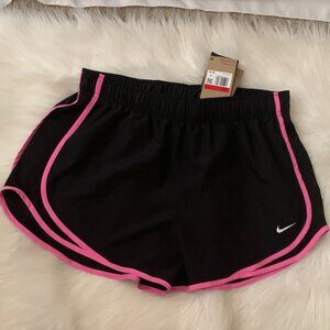 NIKE TEMPO Mid-Rise Brief-Lined Running Shorts in Black/Playful Pink Sz LARGE
